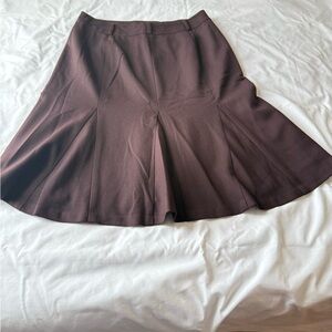 Brown Knee-Length A-Line Pleated Skirt for Work